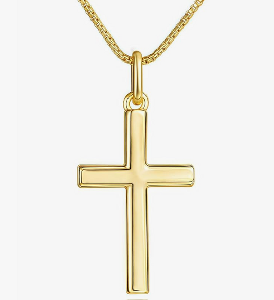14K Gold Plated Cross Chain Necklace Simple Design Unisex