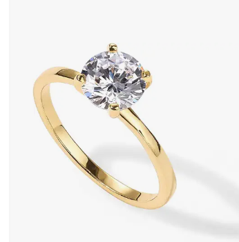 14K Gold Plated Cubic Zirconia Engagement Ring Yellow Or White
