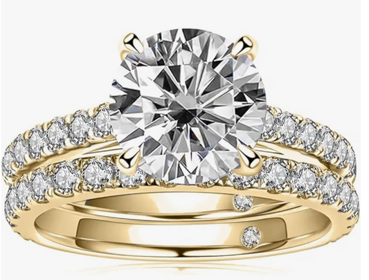 1.0-3.0 Carat Round Cut Lab Grown Diamond 10k/14k/18k Bridal Set