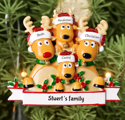 Personalized Name Christmas Ornament Family of 2 to 8