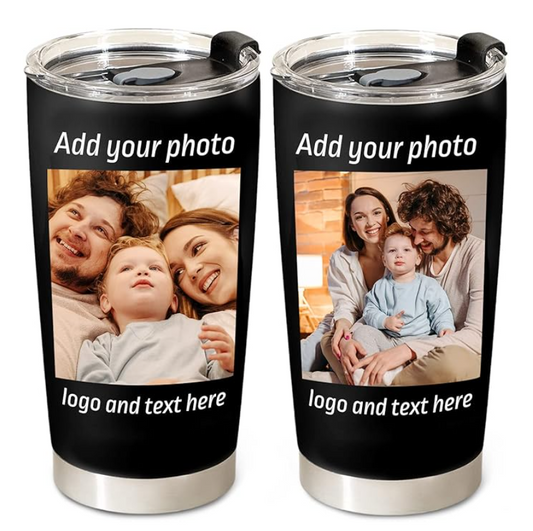 Personalized Hot Or Cold Tumbler with Pictures Text Logo Name With Lid and Straw 7 Styles