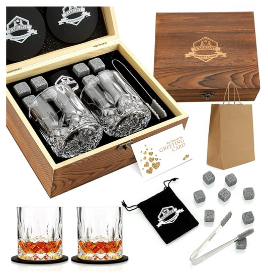 Whiskey Bourbon Scotch Glasses Etc Gift Set of 2 Glasses