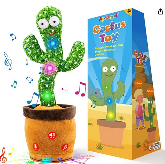 Dancing Talking Cactus Mimicking Recording Toy Repeats What You Say, Singing 120 Songs