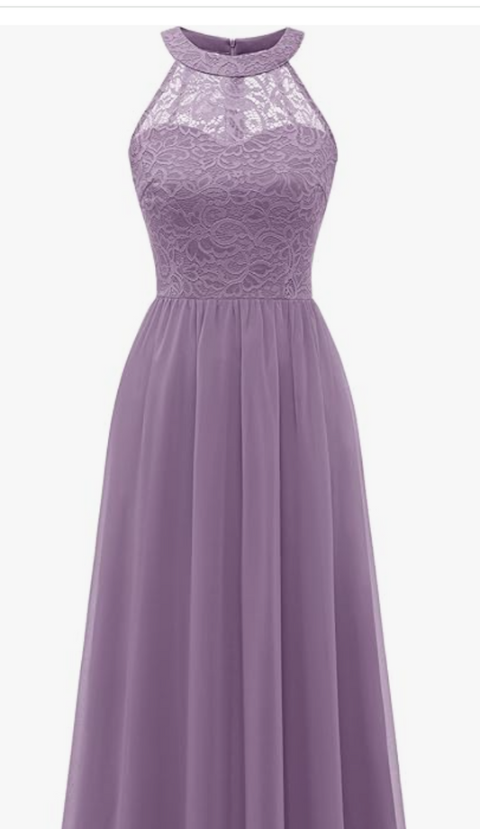 Women's Sleeveless Halter Floral Lace Formal Dress 20 Colors Including White