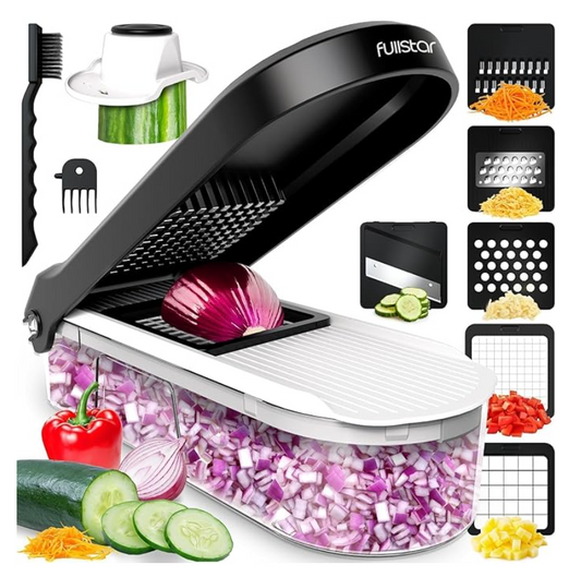 Vegetable Chopper Cutter Slicer Cheese Grater Fries 6-in-1 Compact