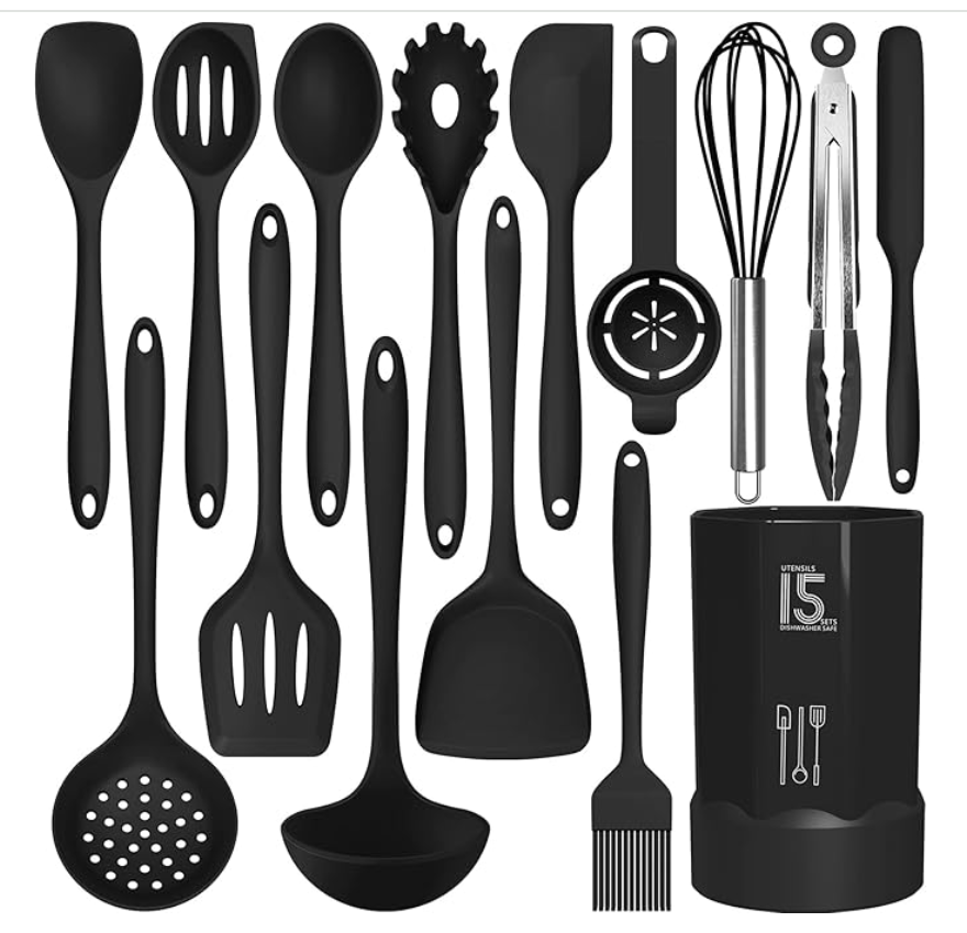 Silicone Cooking Utensils Set Heat Resistant Nonstick Dishwasher Safe #1 Best Seller 6 Colors
