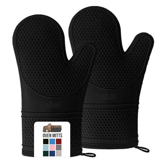 Heat Resistant Silicone Oven Mitts Set Waterproof Flexible Gloves 12 Colors