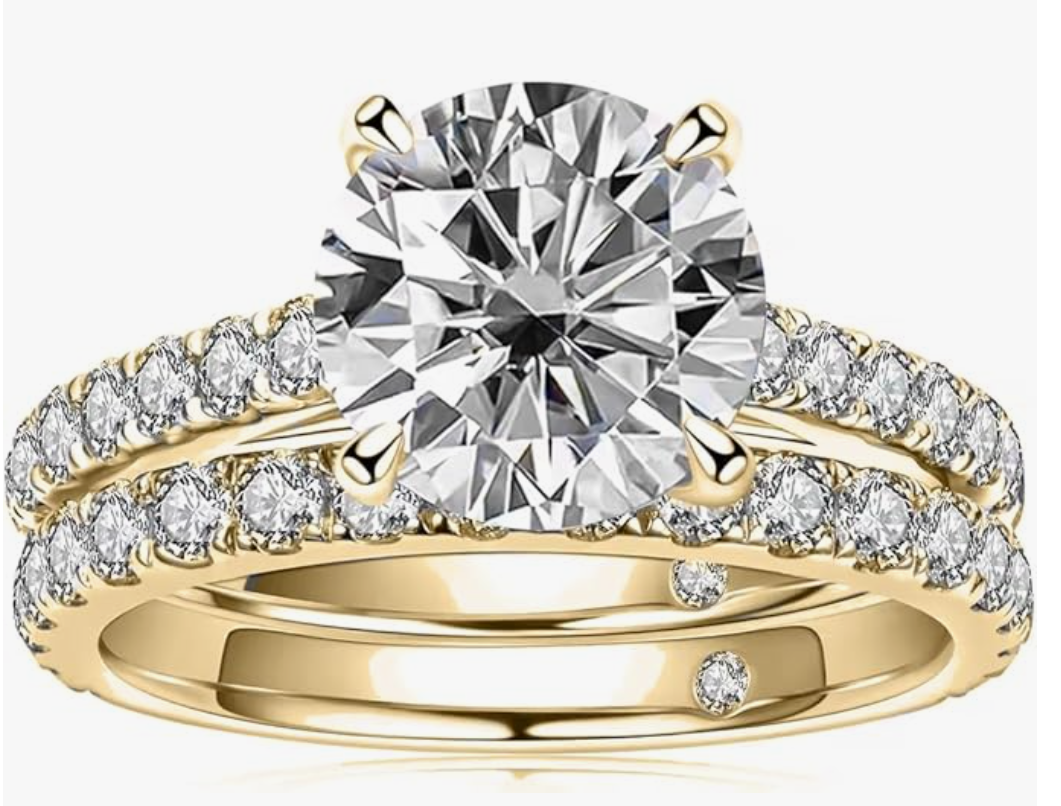 1.0-3.0 Carat Round Cut Lab Grown Diamond 10k/14k/18k Bridal Set